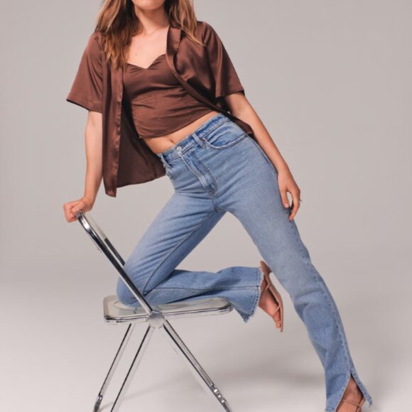 Abercrombie & Fitch High Rise 90s Relaxed Jean With Split Hem Curve Love- 2 - Picture 5 of 5